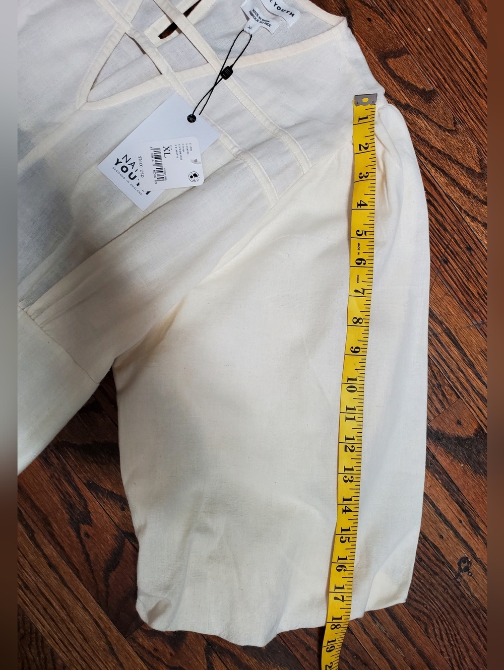 Free People By Native Youth NWT Folunce Open Back Linen Dress Cream Size XL - Picture 12 of 14